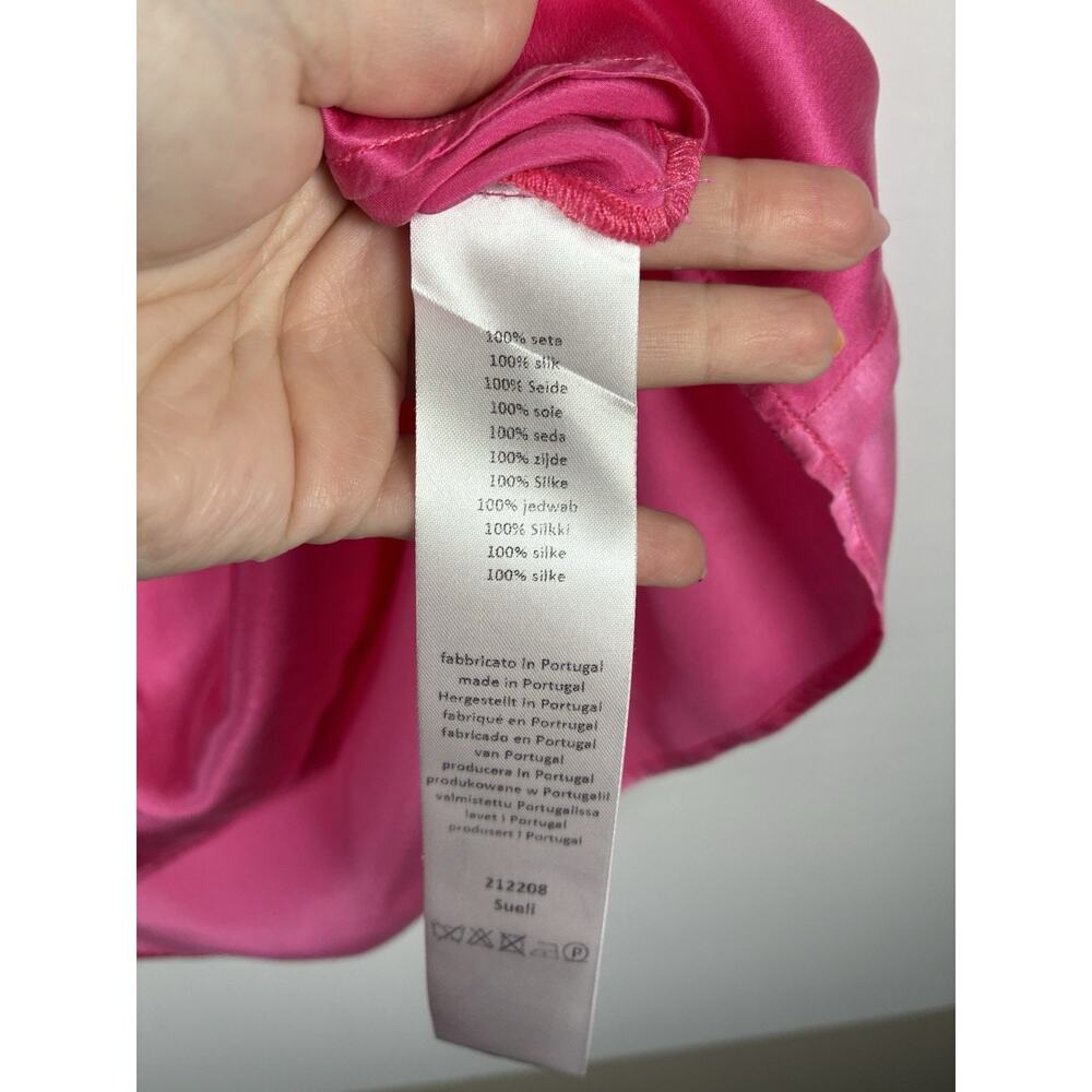 NWT 0039 Italy Sueli 100% Silk Tee Top Small Fuchsia Pink Made in Italy Coquette - Picture 4 of 8